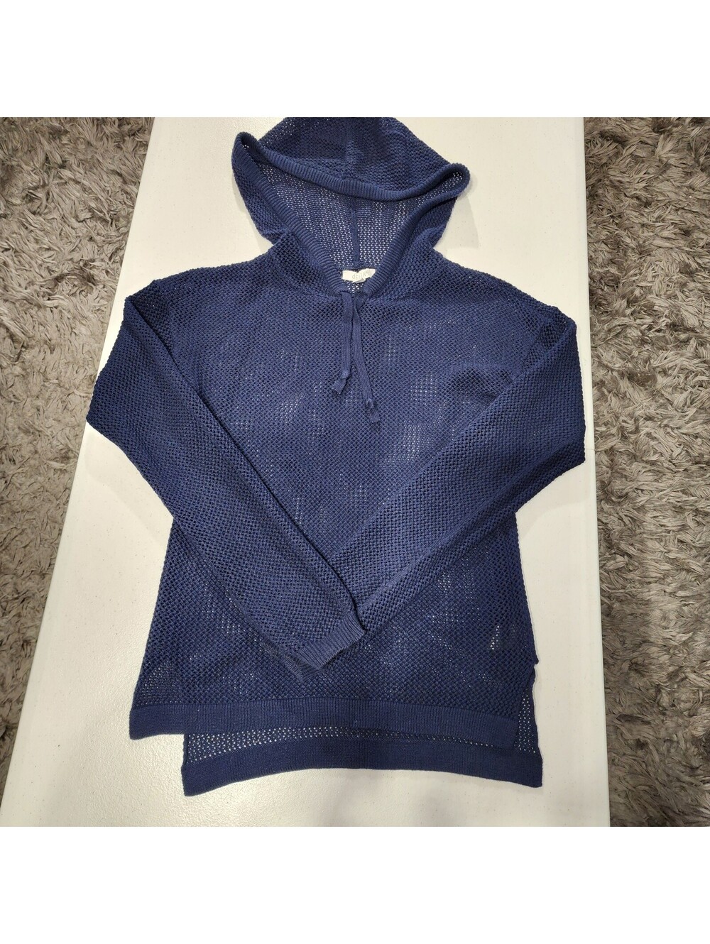 dELiA*s Knit Pullover Women's Hoodie Blue XS Drawstring Cotton Long Sleeve